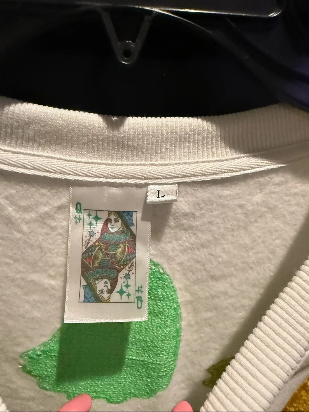 QUEEN OF SPARKLES White Sweatshirt with Multicolor Terry Ghosts - Picture 3 of 4